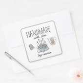 Handgemaakt met liefde naaigereedschap vierkante sticker (Envelop)