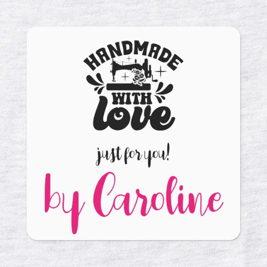 Handgemaakt met liefde naaimachine gepersonaliseer labels (Design 2)