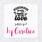 Handgemaakt met liefde naaimachine gepersonaliseer labels (Design 1)