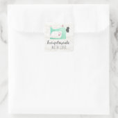 Handgemaakt Met Liefde Naaimachine op Kant & Burla Vierkante Sticker (Tas)