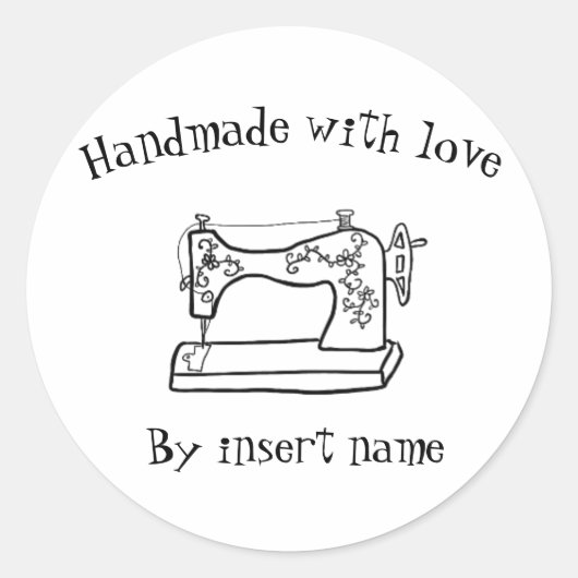 Handgemaakt met liefde  naaimachine sticker (Voorkant)