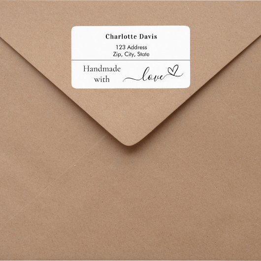 Handgemaakt met liefde naam merk kleur retour adre etiket
