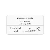 Handgemaakt met liefde naam merk kleur retour adre etiket (Voorkant)
