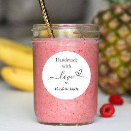 Handgemaakt met liefde naam merk kleur ronde sticker