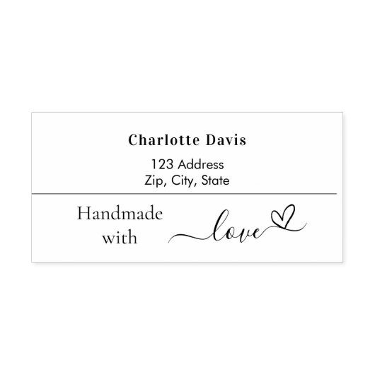 Handgemaakt met liefde naam retour adres  zelfinktende stempel (Design)