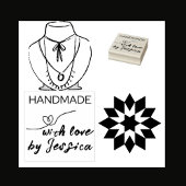 Handgemaakt met liefde op naam hart rubberstempel