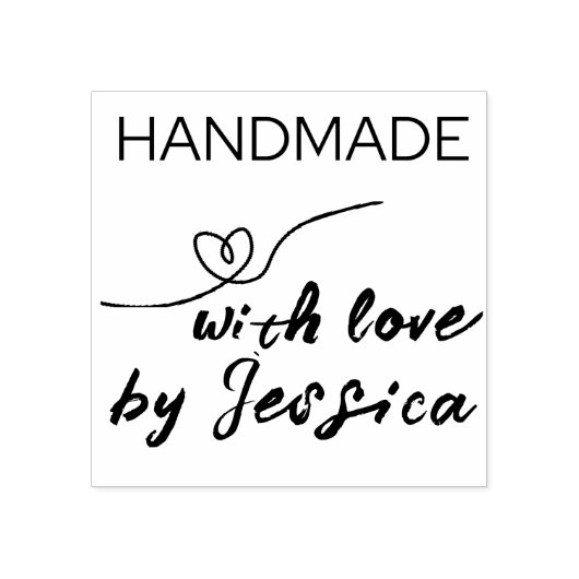 Handgemaakt met liefde op naam hart rubberstempel (Afrduk)