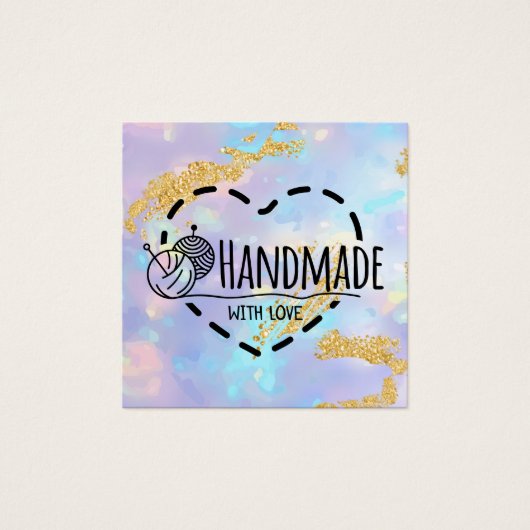 Handgemaakt met liefde - opal gouden bedankt voor  vierkante visitekaartjes (Voorkant)