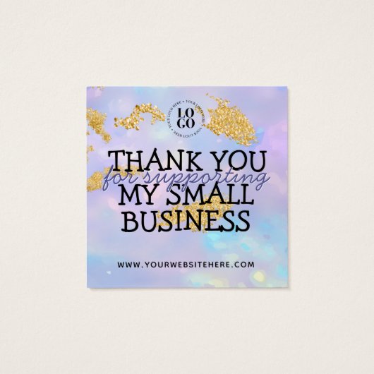 Handgemaakt met liefde - opal gouden bedankt voor  vierkante visitekaartjes (Achterkant)