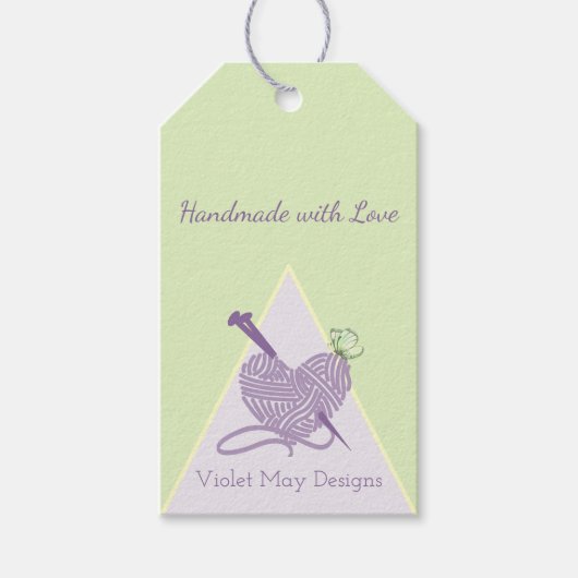 Handgemaakt met liefde - Pastel garen ambacht Cadeaulabel (Voorkant)