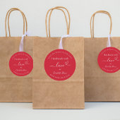 Handgemaakt met liefde rode naam website ronde sticker