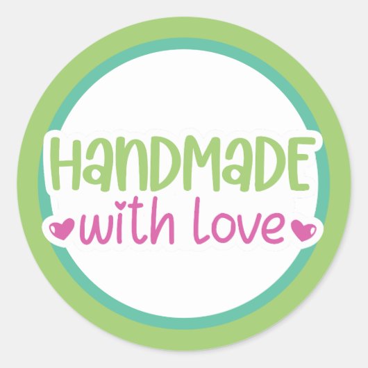 Handgemaakt met liefde ronde sticker (Voorkant)