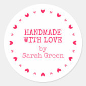 Handgemaakt met liefde ronde sticker (Voorkant)