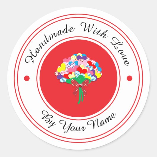 Handgemaakt met liefde ronde sticker (Voorkant)
