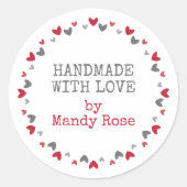 Handgemaakt met liefde ronde sticker (Voorkant)