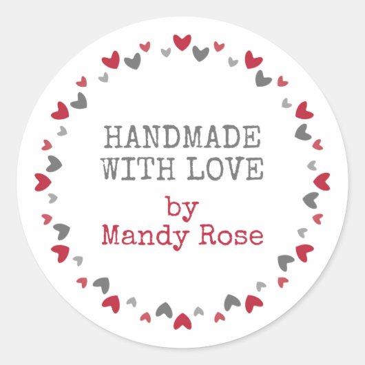 Handgemaakt met liefde ronde sticker (Voorkant)