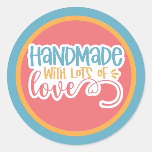 Handgemaakt met liefde ronde sticker (Voorkant)