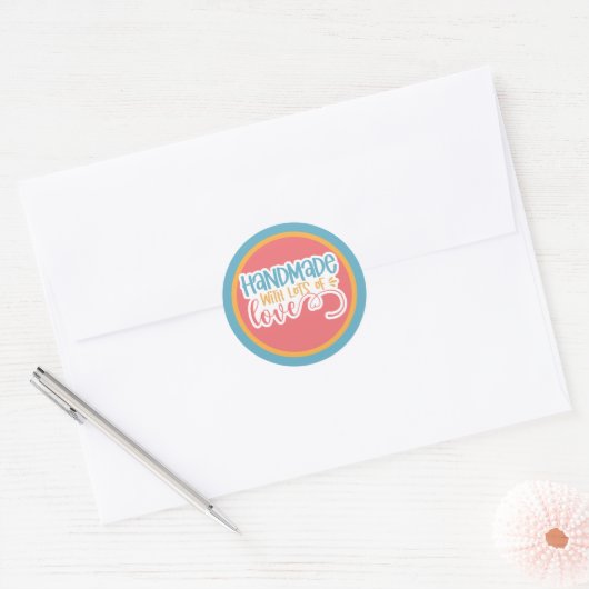 Handgemaakt met liefde ronde sticker (Envelop)