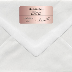 Handgemaakt met liefde roos gouden naam terug adre etiket