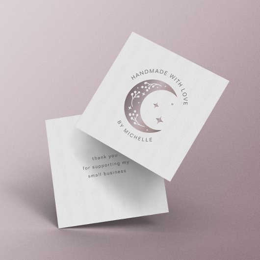 Handgemaakt met liefde roze maan dank je kaart