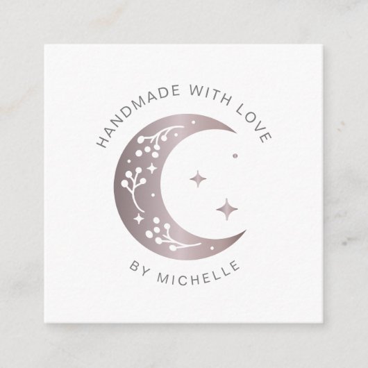 Handgemaakt met liefde roze maan dank je kaart (Voorkant)
