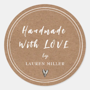 Handgemaakt met liefde Rustic Modern Ronde Sticker