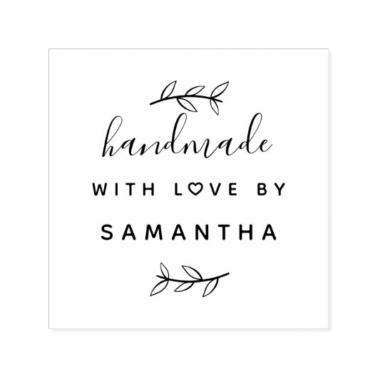 Handgemaakt met liefde | Rustic Script Aangepaste Zelfinktende Stempel (Design)