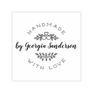 Handgemaakt met liefde Rustiek Hart & Handen Sch Zelfinktende Stempel