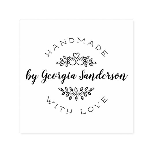 Handgemaakt met liefde | Rustiek Hart & Handen Sch Zelfinktende Stempel (Design)