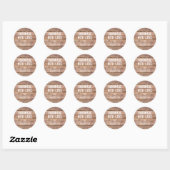 Handgemaakt met liefde rustiek hout gepersonalisee ronde sticker (Vel)