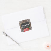 Handgemaakt met liefde rustiek hout & kant krijtbo vierkante sticker (Envelop)