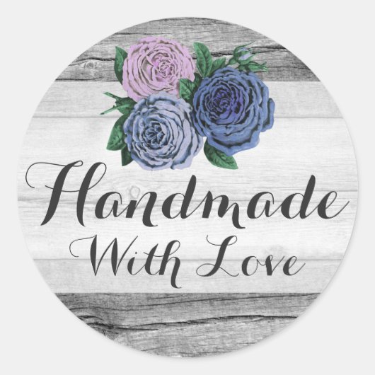 Handgemaakt Met Liefde Rustiek Land Schuur Houten  Ronde Sticker (Voorkant)