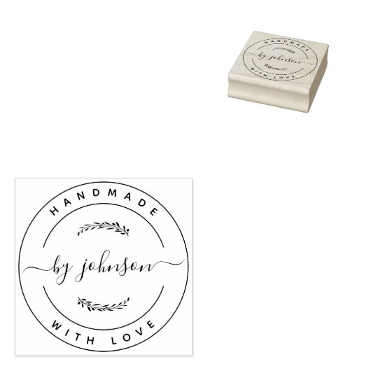 Handgemaakt Met Liefde Rustiek Rubberstempel (Gestempeld)