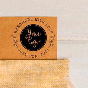 Handgemaakt met liefde   Rustiek Script Aangepast  Zelfinktende Stempel