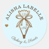 Handgemaakt Met Liefde Rustieke Houten Bakkerij Pi Ronde Sticker (Voorkant)