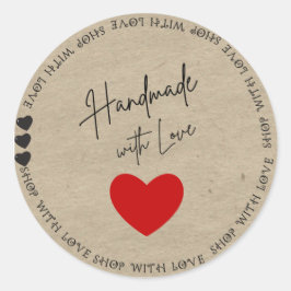 Handgemaakt Met Liefde Rustieke Kraft Ronde Sticke Ronde Sticker