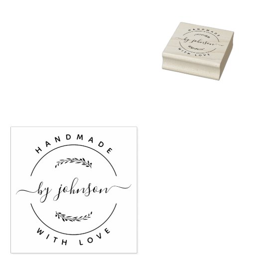 Handgemaakt met liefde rustieke rubberen stempel (Gestempeld)