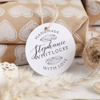 Handgemaakt met liefde | Rustieke schets bladeren Zelfinktende Stempel