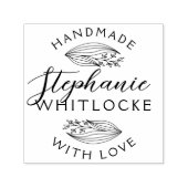 Handgemaakt met liefde | Rustieke schets bladeren Zelfinktende Stempel (Design)