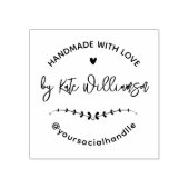 Handgemaakt met liefde | Rustisch hart- en lederkr Rubberstempel (Afrduk)