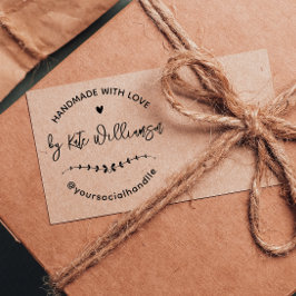 Handgemaakt met liefde | Rustisch hart- en lederkr Rubberstempel