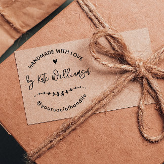 Handgemaakt met liefde | Rustisch hart- en lederkr Rubberstempel