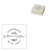 Handgemaakt met liefde | Rustisch hart- en lederkr Rubberstempel (Gestempeld)