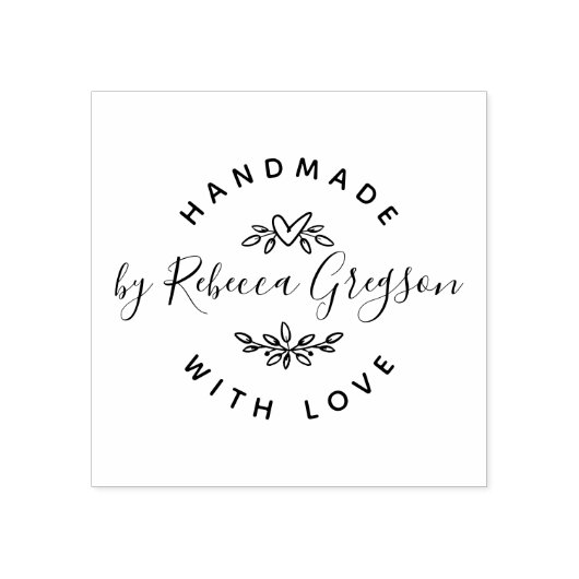 Handgemaakt met liefde | Rustisch hart- en lederkr Rubberstempel (Afrduk)