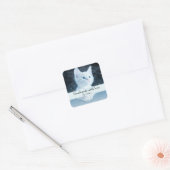 Handgemaakt met liefde schattig wit kitten foto vierkante sticker (Envelop)