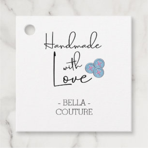 Handgemaakt met Liefde Schattige Blauw Buttonnen W Bedankjes Labels