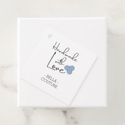 Handgemaakt met Liefde Schattige Blauw Buttonnen W Bedankjes Labels (In situ)