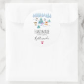 Handgemaakt met Liefde Schattige Bos Dieren Kerst Ronde Sticker (Tas)