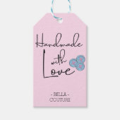 Handgemaakt met Liefde Schattige Buttonnen Roze Gi Cadeaulabel (Voorkant)