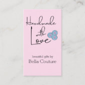 Handgemaakt met Liefde Schattige Buttonnen Roze Ve Visitekaartje (Voorkant)